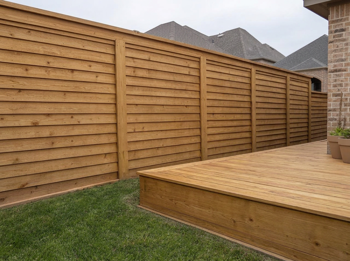 Cedar fence and deck after cleaning